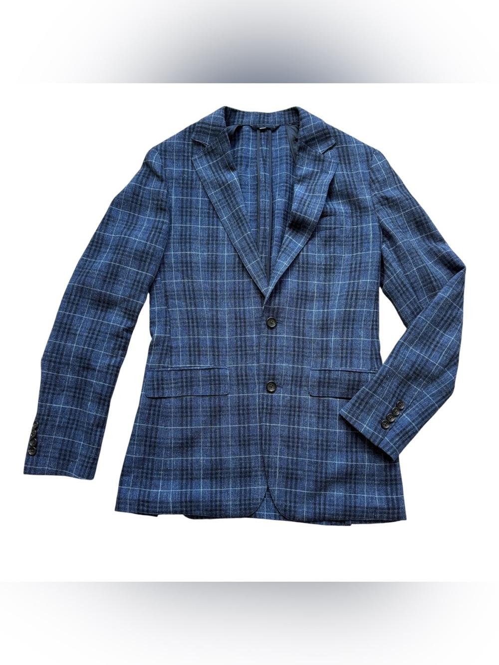 Bonobos 40R Slim Blue Plaid Tollegno 1900 Italian Wool Blazer Sport Coat Mens
